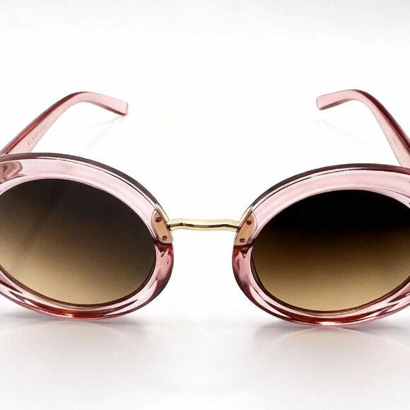 NEW JETSET Iconic Glam Trendy Designer Polarized Round Sunglasses - Rose & Gold - Picture 2 of 5